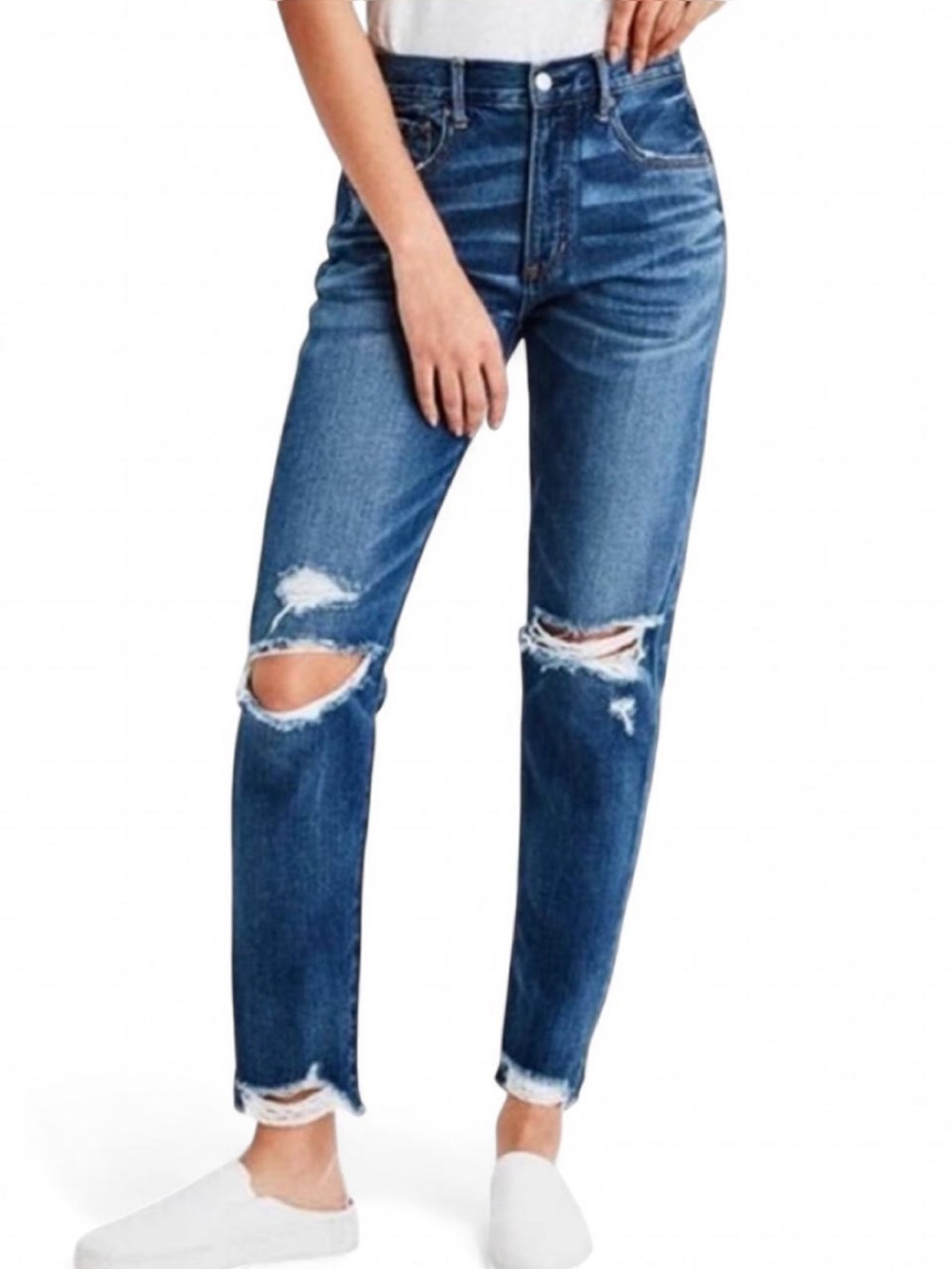 American Eagle Distressed High Rise Cropped Women’s Mom Jeans